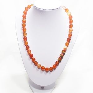 Carnelian & Sardonyx Gemstone Beaded Necklace